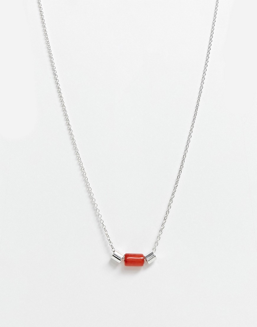 Icon Brand neck chain with pendant in orange-Silver