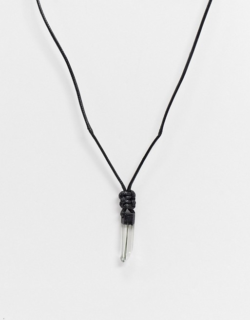 Icon Brand neckchain in black cord with imitation crystal stone