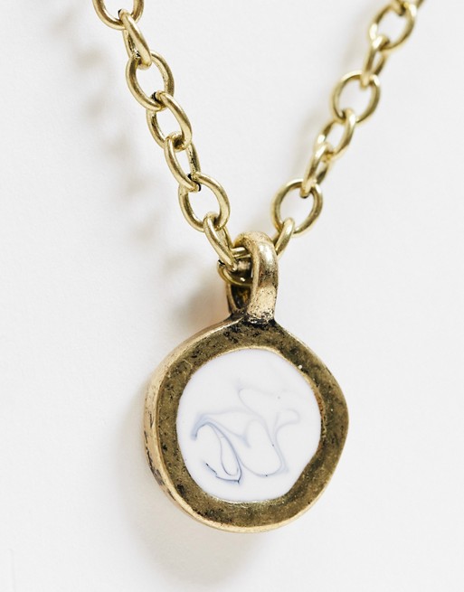 Icon Brand neckchain in gold with coin pendant and white stone