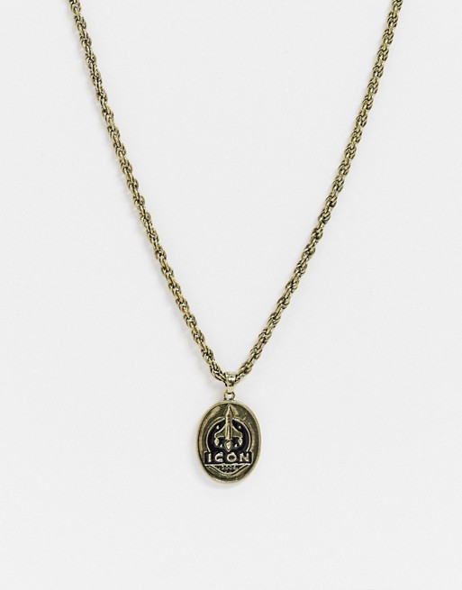 Icon Brand neckchain in gold with rocket tag pendant