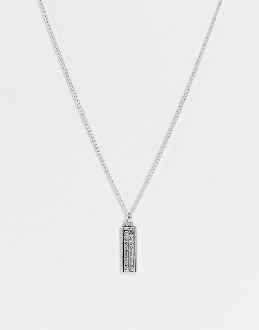 Icon Brand neckchain in silver with enamel engraved tag pendant