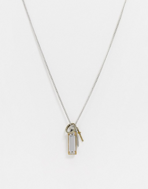 Icon Brand neckchain in silver with harmonica and cross pendant