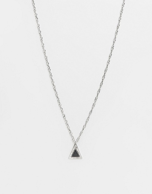 Icon Brand neckchain in silver with triangle pendant and black stone