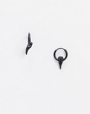 Icon Brand - Oorringen met hangertjes in zwart