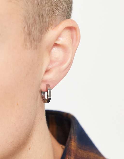 Icon Brand - Orecchini a cerchio color argento in acciaio inossidabile