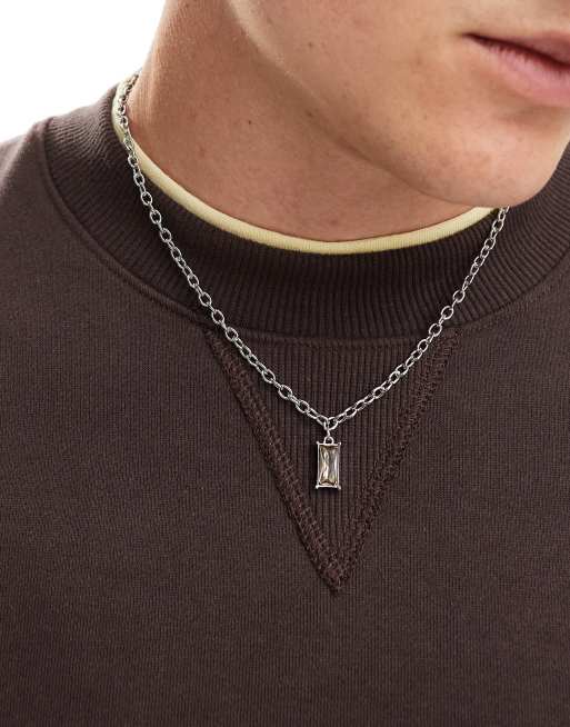 Icon Brand - Pendente color argento con gemma
