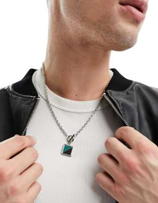 Icon Brand perennial stone pendant chain necklace in silver - ASOS Price Checker