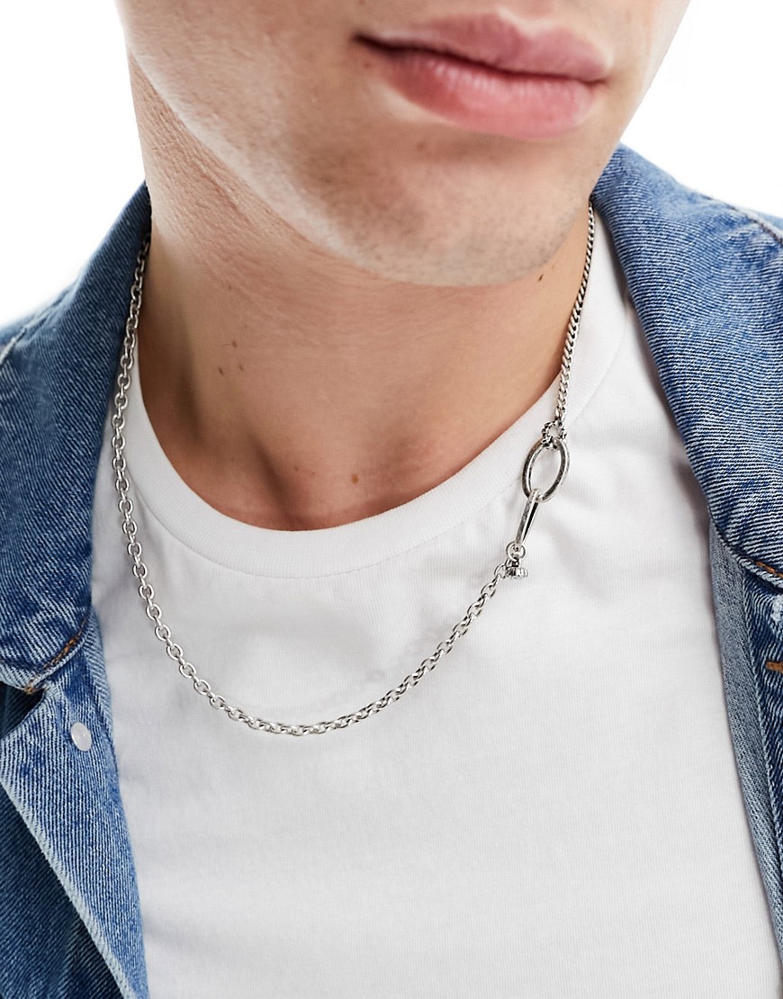 Icon Brand perla double chain necklace in silver