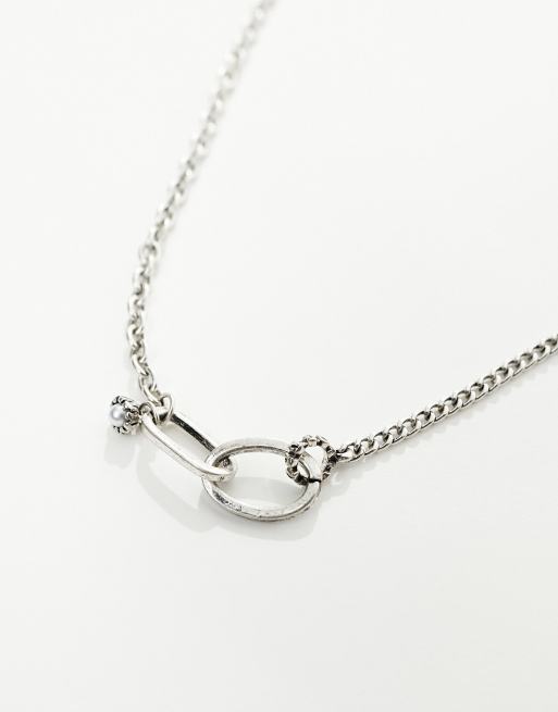 Icon Brand perla double chain necklace in silver , 4 of 4