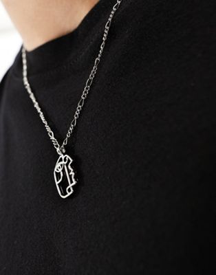 Icon Brand profile pendant necklace in silver - ASOS Price Checker
