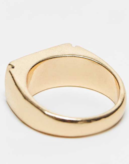 Icon Brand rectangle signet ring with topaz stone in gold | ASOS
