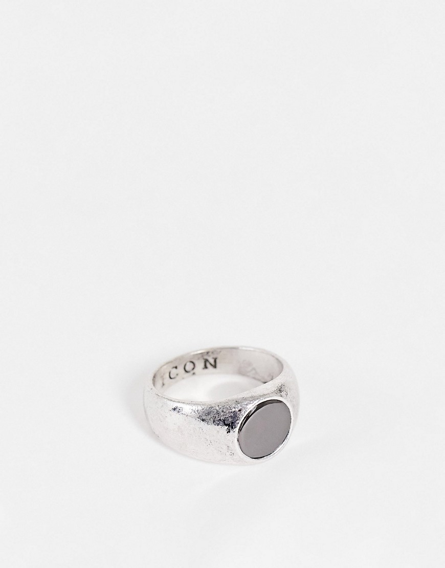 Icon Brand Reset Contrast Signet Ring In Silver