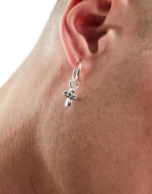 Stud earring with hot sale hanging cross