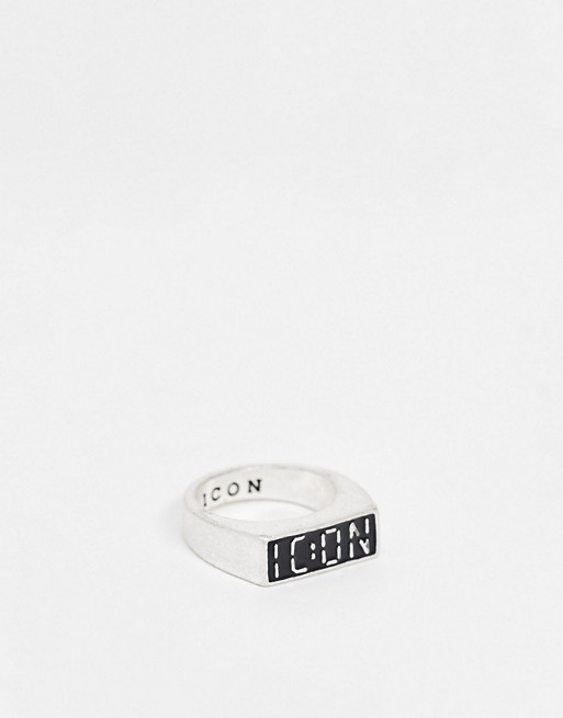 Icon Brand ring in silver with digital logo design