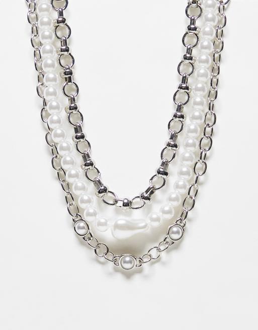 Icon Brand - Seasonal - Confezione di 3 collane argentate con perle