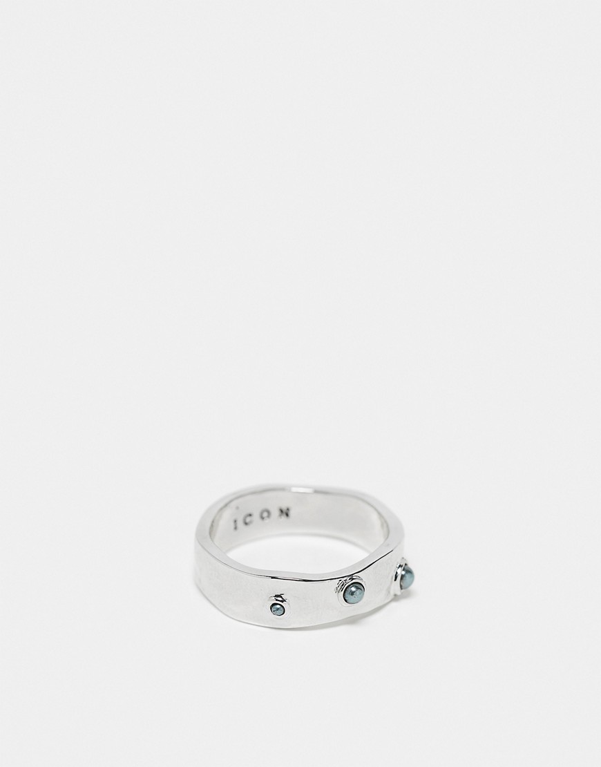 Icon Brand seasonal pearl band ring in silver