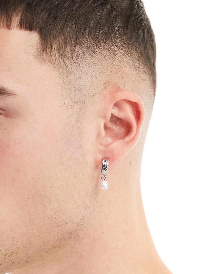 Icon Brand seasonal pearl drop hoop earrings in silver