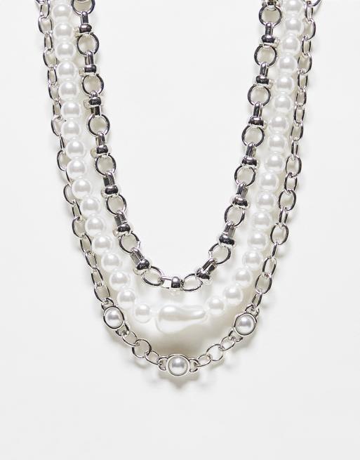 Icon Brand seasonal pearl necklace pack of 3 in silver | ASOS