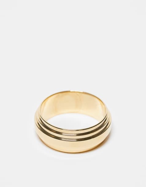 Icon Brand - Seventies City - Anello a fascia in acciaio inossidabile color oro decorato - view 1