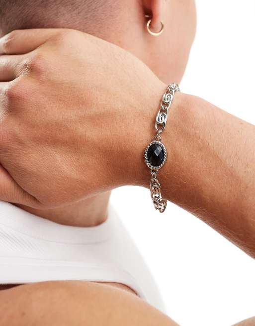 Icon Brand - Seventies City - Bracelet à pierre ovale - Argenté