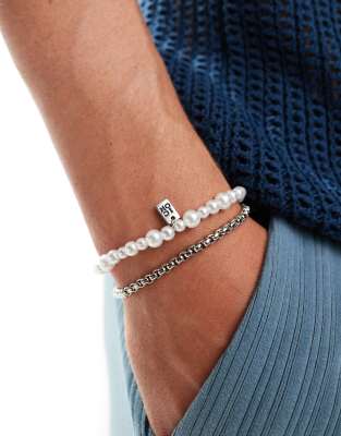 Icon Brand Icon Brand seventies city compass combo bracelet set in silver