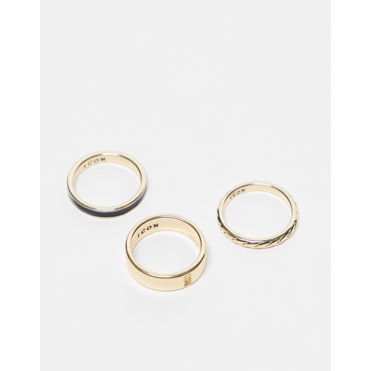 Icon Brand Seventies City Confezione multipack di anelli a fascia oro ASOS