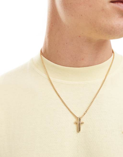 Icon Brand - Seventies City Deco - Pendente color oro con croce