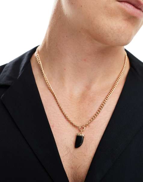 Icon Brand – Seventies City – Guldfärgat halsband med huggtand som hängsmycke - view 1