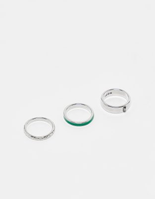 Icon Brand Icon Brand seventies city multipack band ring set in silver