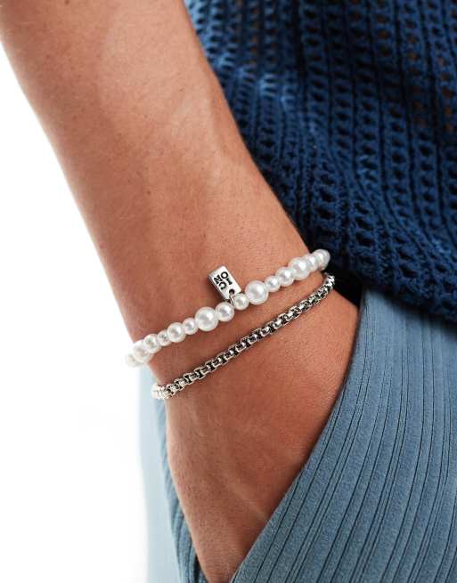 Icon Brand - Seventies City - Set di bracciali color argento con bussola