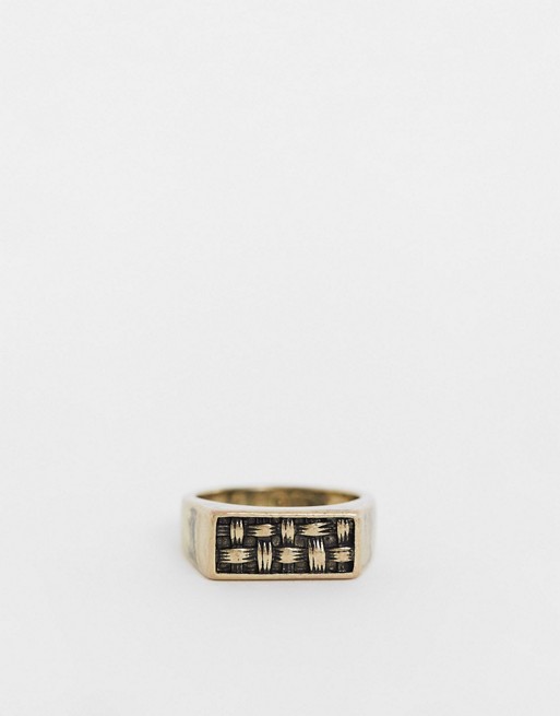Icon Brand signet ring in gold with embossed design