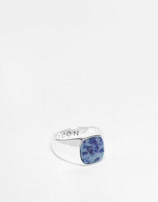 Icon Brand Icon Brand signet ring with blue stone in silver-Gold