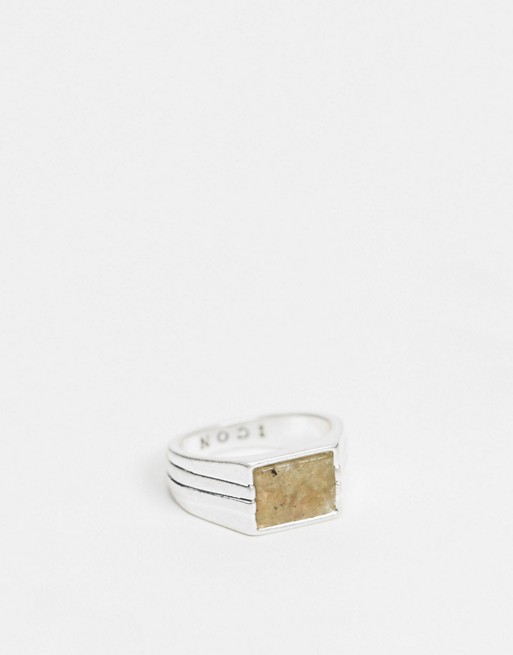 Icon Brand signet ring with multicolour stone