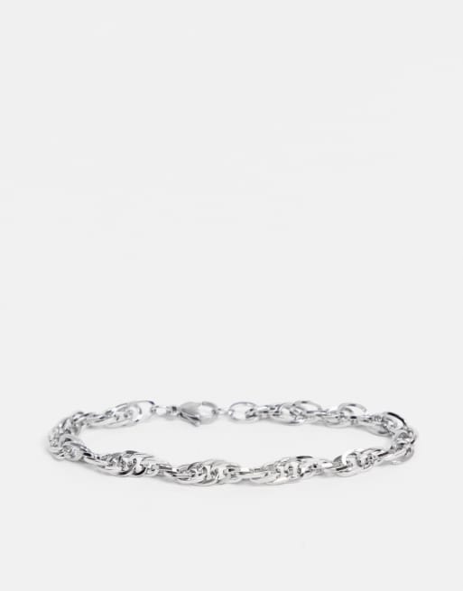 Icon Brand – Silberfarbenes, markantes Kettenarmband aus Edelstahl