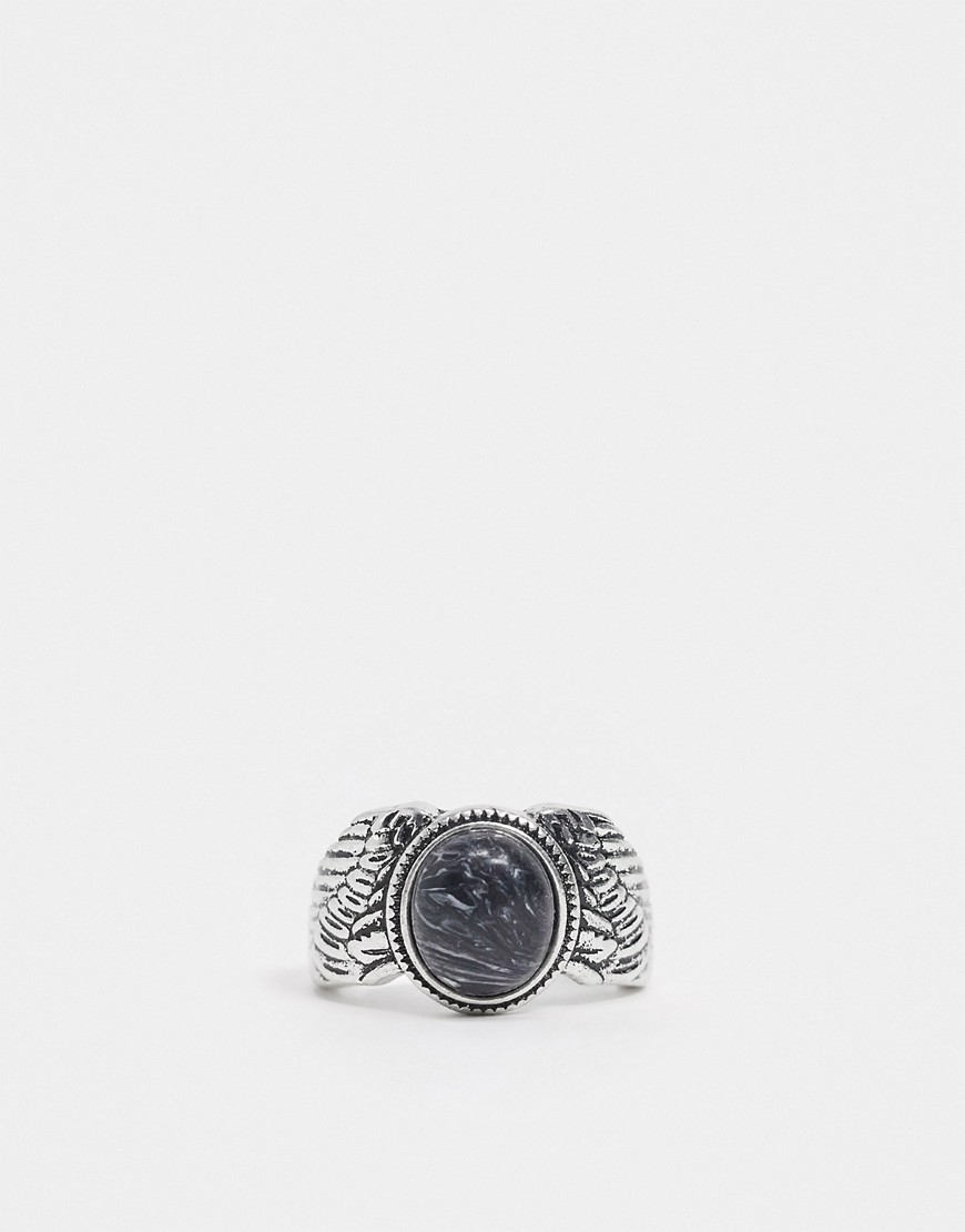 Icon Brand – Silverfärgad ring med blå sten