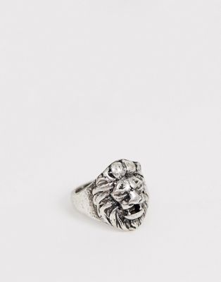 Icon Brand – Silverfärgad ring med lejonhuvud