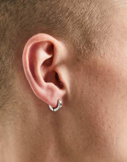 Icon Brand – Silverfärgade creoler i borstat rostfritt stål, 3 mm