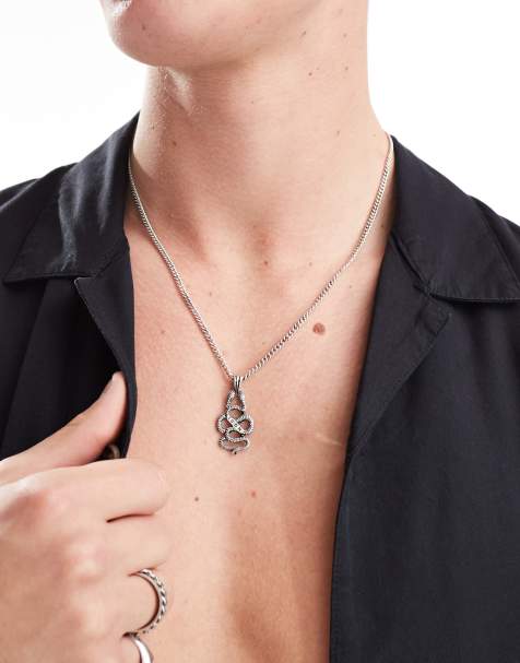 Icon Brand – Silverfärgat halsband med två ormar - view 1