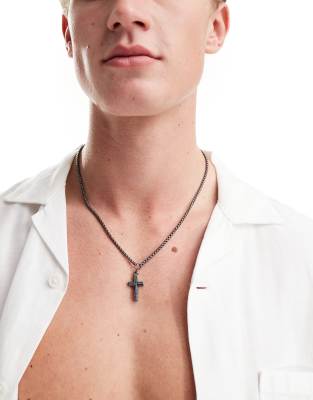 Icon Brand soccore cross pendant in gunmetal-Silver