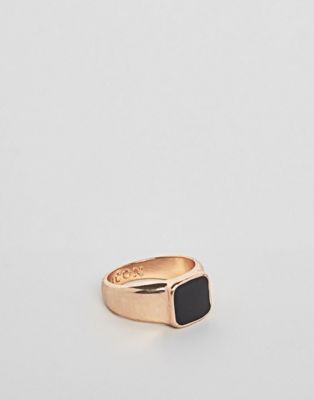 Icon Brand square signet ring in gold with black enamel stone