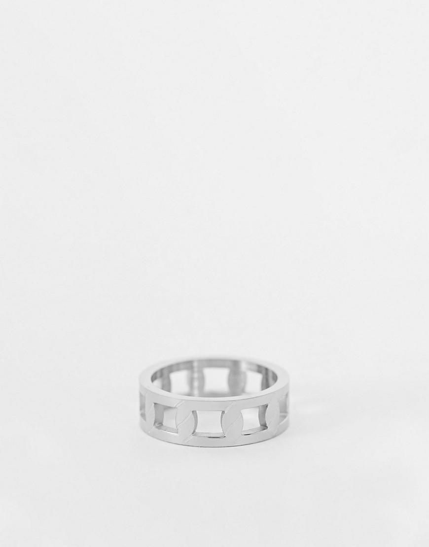 Icon Brand Stainless Steel Band Cut Out Ring In Silver