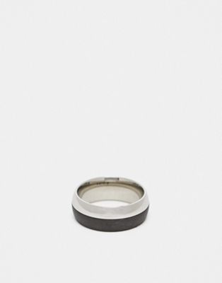 Icon Brand stainless steel band ring in silver and black