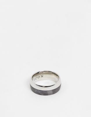 Icon Brand Icon Brand stainless steel band ring in silver and black