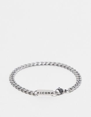 Icon Brand stainless steel bracelet in silver - ASOS Price Checker