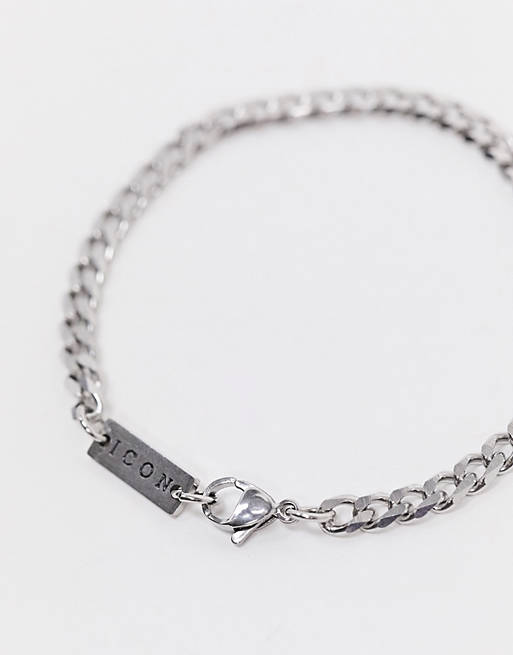 Men Icon Brand stainless steel bracelet in silver 