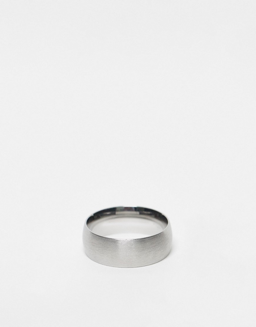 Icon Brand stainless steel brushed band ring in silver
