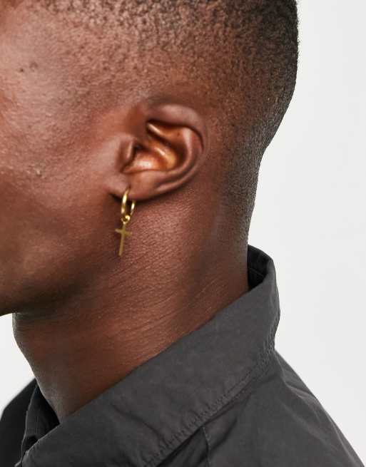 Mens solid gold 2024 hoop earrings