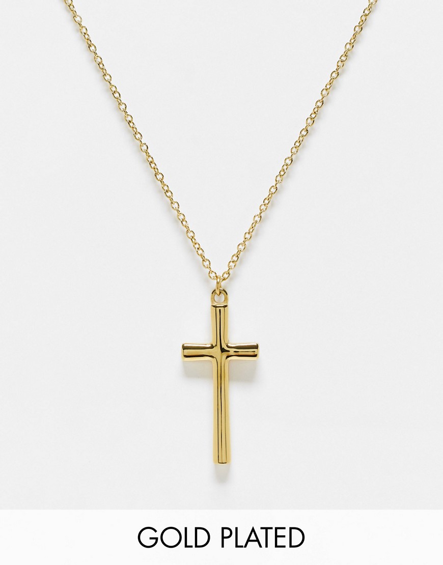 Icon Brand stainless steel cross necklace plated in 14k gold