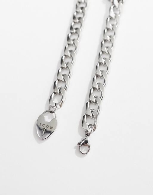 Icon Brand stainless steel heart locket bracelet in silver