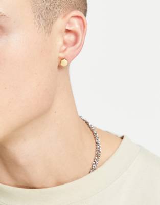 Icon Brand Icon Brand stainless steel hexagon plug earrings in gold-Silver